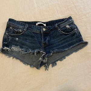 Zara Dark Blue Distressed Jean Shorts